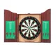 18" Sisal Dartboard and Wooden Cabinet Set with 6 Steel Darts, Rotating Score Ring, Staple-Free Divider, Brown