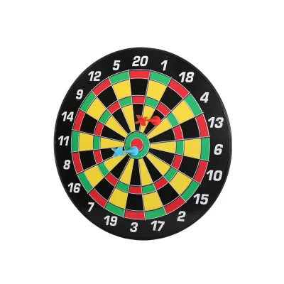 16" Magnetic Dartboard for Kids and Family, Safe Needleless Darts, Indoor Outdoor Game, Durable Plastic, Red Black