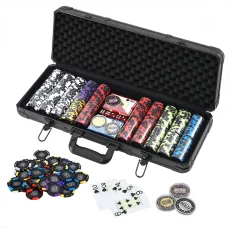 500PC Poker Chip Set - 14g Double Injection Iron Core Chips, Aluminium Case, Cards & Dice for Casino Nights