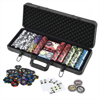 500PC Poker Chip Set - 14g Double Injection Iron Core Chips, Aluminium Case, Cards & Dice for Casino Nights