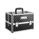 Embellir Portable Cosmetic Beauty Makeup Case, Aluminum, 23x36x26cm, Diamond Black, Adjustable Dividers, Lock & Strap
