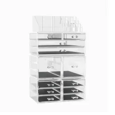 Embellir Acrylic Makeup Case, Clear Cosmetic Organizer with 12 Drawers, Portable Storage Box & Jewelry Holder