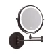 Embellir Extendable Makeup Mirror, Iron & Aluminum, 33x32cm, Brown - 10X Magnifying, LED Touch Control, 3 Light Modes