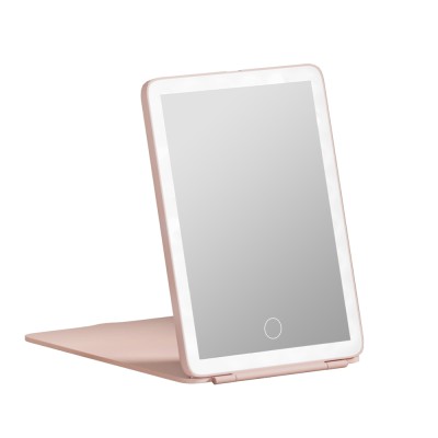 Embellir Compact Makeup Mirror with LED Light, ABS and Glass, 20x13.5cm, Pink, Foldable Travel Beauty Accessory