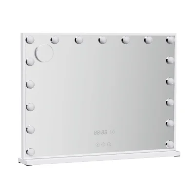 Embellir Makeup Mirror, Metal + MDF, 80x60cm, White, Hollywood Vanity with LED Light, Touch Control, 10x Magnification