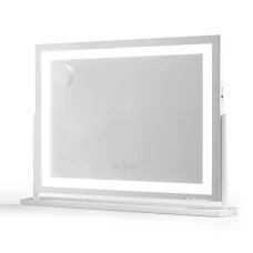 Embellir 80x58cm Makeup Mirror with LED Lights, 360° Rotatable Base, USB Port, Phone Holder, 10x Magnifier, Metal Frame