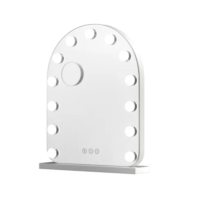 Embellir 40x50cm Vanity Makeup Mirror with LED Bulb Lights, 5x Magnifier, Aluminium Frame, 3 Colour Modes, White Arch