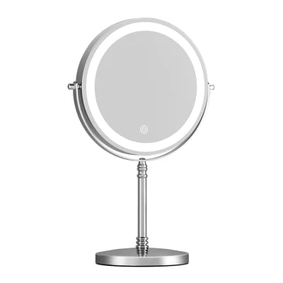 Embellir Makeup Mirror, Aluminium Frame, 20x20cm, White, 10X Magnifying, LED Light, 360° Rotation, Touch Controls
