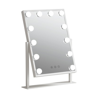 Embellir Makeup Mirror, Metal Frame, 30x41cm, White, Hollywood Vanity LED Light, 360° Rotation, Touch Control