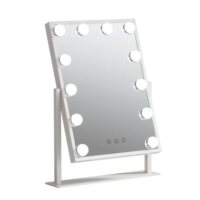 Embellir Makeup Mirror, Metal Frame, 30x41cm, White, Hollywood Vanity LED Light, 360° Rotation, Touch Control