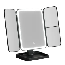 Embellir LED Makeup Mirror, ABS & Glass, 40x14x30cm, Tri-fold Vanity with 1X2X3X Magnification, Adjustable Light