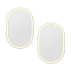 Embellir 2 Pack Oval LED Wall Mirror 50x75cm with Anti-Fog, Touch Control, Adjustable Light for Bathroom Decor