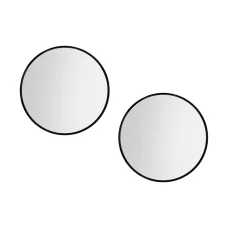 Embellir 2 Pack 50cm Round Wall Mirror, Black Framed Makeup Mirror for Bathroom, Premium MDF, Anti-Fog, Home Decor