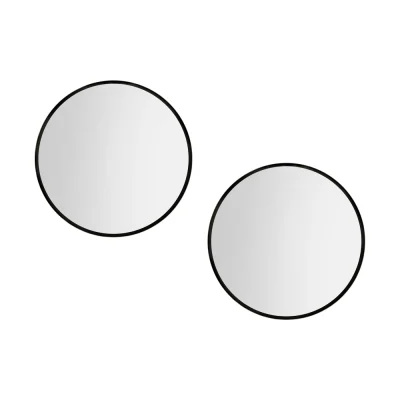 Embellir 2 Pack 50cm Round Wall Mirror, Black Framed Makeup Mirror for Bathroom, Premium MDF, Anti-Fog, Home Decor