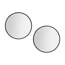 Embellir 60cm Round Wall Mirror Set of 2, Black Framed, Premium MDF, Mist Removal, Bathroom Makeup Home Decor