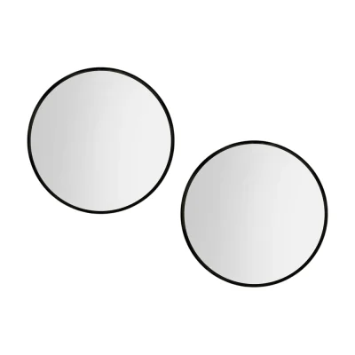 Embellir 60cm Round Wall Mirror Set of 2, Black Framed, Premium MDF, Mist Removal, Bathroom Makeup Home Decor