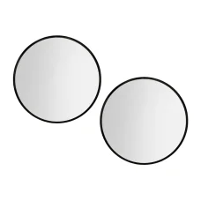 Embellir 2 Pack 70cm Round Wall Mirrors, Black Framed, Premium 3.2cm Thick, MDF Backing, Home Bathroom Decor
