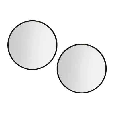 Embellir 2 Pack 70cm Round Wall Mirrors, Black Framed, Premium 3.2cm Thick, MDF Backing, Home Bathroom Decor