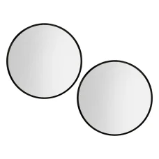 Embellir 2 Pack 90cm Round Wall Mirrors, Black Framed, Premium 3.2mm Glass, MDF Backing, Bathroom Home Decor