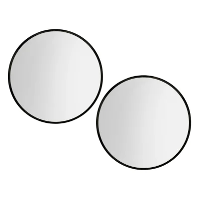 Embellir 2 Pack 90cm Round Wall Mirrors, Black Framed, Premium 3.2mm Glass, MDF Backing, Bathroom Home Decor