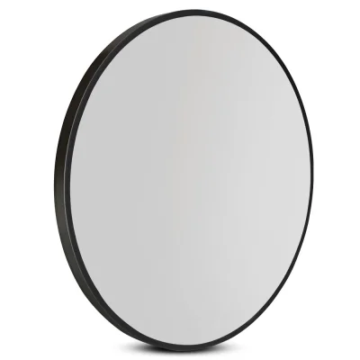 Embellir Round Wall Mirror, MDF Frame, 80cm Diameter, Black, Premium Clarity, Mist Removal, Home Bathroom Decor
