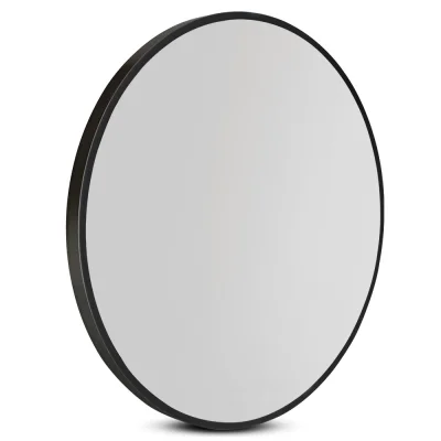 Embellir Round Wall Mirror, MDF Frame, 90cm Diameter, Black, Premium Clarity, Mist Removal, Bathroom & Home Decor