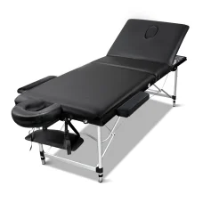 Wanderlite Zenses Portable Aluminium Massage Table, 60cm, Black - 3 Fold, Adjustable, Lightweight, with Carry Bag