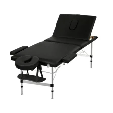 Zenses Massage Table, Aluminium, 65cm, Black, Portable 3-Fold Beauty Bed, Adjustable Heights, Professional-Grade