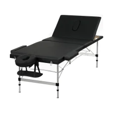 Zenses Massage Table, Aluminium, 85cm, Black, 215cm Length, Portable 3-Fold Beauty Bed with Adjustable Heights