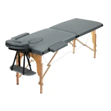 Zenses Massage Table, Wooden & Aluminium, 56cm, Grey, Portable 2-Fold Beauty Bed, 9 Adjustable Heights, 300kg Capacity