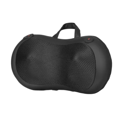 Livemor Ultra Slim Shiatsu Neck & Back Massager with Heat, PU Leather, 3 Speeds, USB Charging, Black, 1-Year Warranty