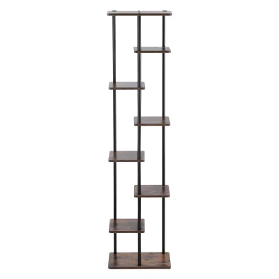 Artiss 8-Tier Metal Plant Stand, Zigzag Design, 40kg Capacity, Indoor/Outdoor, 169cm High, Black/Brown, Easy Assembly