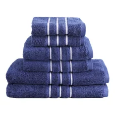 6 Pack Navy Bath Towels Set, 100% Cotton, 650GSM, Ultra Soft, Highly Absorbent, 2 Bath Towels, 2 Hand Towels