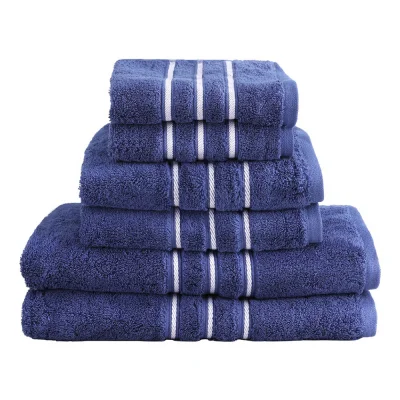 6 Pack Navy Bath Towels Set, 100% Cotton, 650GSM, Ultra Soft, Highly Absorbent, 2 Bath Towels, 2 Hand Towels