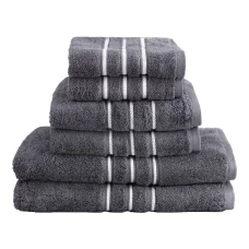 6 Pack Bath Towels Set Grey, 100% Cotton, 650GSM, Highly Absorbent, Quick Dry, 2 Bath, 2 Hand,