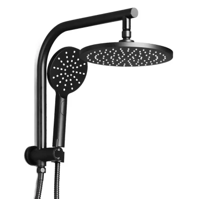 Cefito 9'' Rain Shower Head Set, Matte Black, High Pressure, Solid Brass, Handheld, 3 Spray Patterns, 1.5m Hose