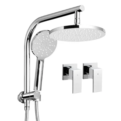 Cefito 9'' Rain Shower Head Set with Handheld, Solid Brass Twin Taps, High Pressure, Chrome Finish, 3 Spray Modes