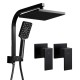 Cefito 8" Rain Shower Head Set Matte Black, Solid Brass, High Pressure, Handheld 3-Mode, Twin Taps, 5 Year Warranty
