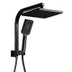 Cefito 8'' Rain Shower Head Set Matte Black, Solid Brass, High Pressure, Square Overhead & 3-Function Handheld
