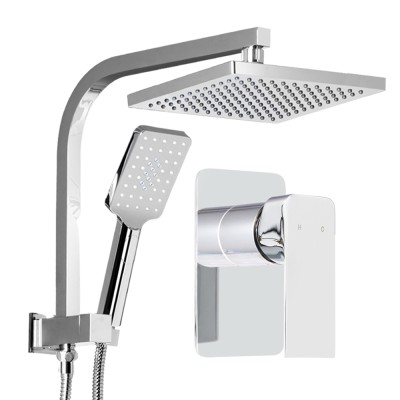 Cefito 8'' Square Rain Shower Head Set with Handheld, Solid Brass Mixer Tap, Chrome Finish, High Pressure, 3 Spray Modes Cefito 8'' Square Rain Shower Head Set with Handheld, Solid Brass Mixer Tap, Chrome Finish, High Pressure, 3 Spray Modes
