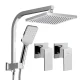 Cefito 8'' Square Rain Shower Head Set with Handheld, High Pressure, Solid Brass, Chrome, 3 Spray, Tap Set