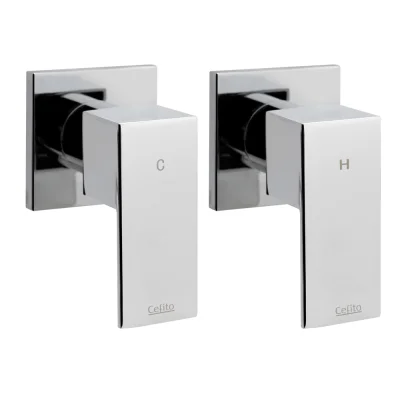 Cefito Shower Twins: Premium Chrome Brass Wall Bath Taps with Hot/Cold Markings, WaterMark Certified, Leak-Proof Design Cefito Shower Twins: Premium Chrome Brass Wall Bath Taps with Hot/Cold Markings, WaterMark Certified, Leak-Proof Design