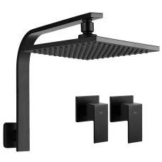 Cefito 8" Rain Shower Head & Wall Arm Set, Matte Black, High Pressure, WaterMark & WELS Certified, Brass Construction