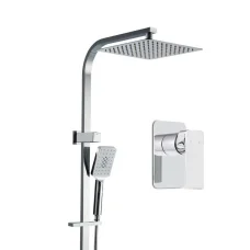 Cefito 10" Rain Shower Head Set Square High Pressure Handheld Mixer Tap Solid Brass Chrome 3 Spray Patterns