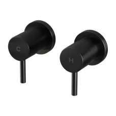 Cefito Basin Twin Tap Wall Round Brass Faucet, Matte Black, Leak-Resistant, WaterMark Approved, 5-Year Warranty