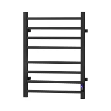 Devanti Heated Towel Rail 8-Bar Carbon Steel Electric Warmer Rack with Timer, Waterproof, Black, 40-55°C, 105W