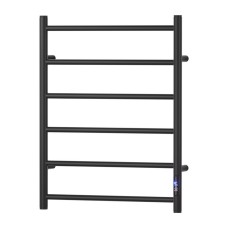 Devanti Heated Towel Rail 6 Bar Electric Warmer Rack, Carbon Steel, Black, Timer, Wall Mounted, Waterproof, 80W Devanti Heated Towel Rail 6 Bar Electric Warmer Rack, Carbon Steel, Black, Timer, Wall Mounted, Waterproof, 80W
