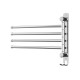 Devanti 4 Bar Stainless Steel Towel Rail Rack Holder, Wall Mounted Swivel Design with Hook, 36x25cm, Rust-Resistant