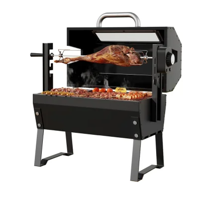 Grillz BBQ and Grill, Heavy-Duty Steel, 304 Stainless Steel Plate, 86x48x66cm, Black, 2-in-1 Charcoal Electric Sm