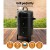 GRILLZ Charcoal BBQ Smoker, Heavy-Duty Steel, 38cm, Black - 3-in-1 Smoker, Griller & Roaster for Flavorful Cooking
